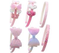 YYDDYRX Confezione da 6 cerchietti per capelli con glitter, con fiocco, cuore/stella, per ragazze, bambine, adolescenti (A-666)