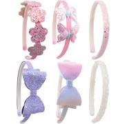 YYDDYRX Confezione da 6 cerchietti per capelli con glitter, con fiocco, cuore/stella, per ragazze, bambine, adolescenti (B-888)