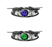 YYDPYZBD Bracciale 2 Pcs 12 Constellation Segno Zodiacale Punk A Cupola In Vetro Pelle Nera-cancro-luminoso