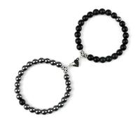 YYDPYZBD Bracciale per Perle da 2 Pezzi Set Amanti La Distanza di Pietra Naturale Coppia Braccialetti Regalo Amicizia-Ematite Opaco