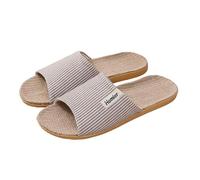 YYDPYZBD Ciabatte da Uomo Pantofole di Lino per Gli Uomini, Grandi Dimensioni, Casa Interna, Tranquilla Le Donne-caffè-46-47