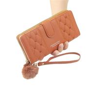 YYDPYZBD Portafoglio da donna Women Long Wallet Pu Leather Call Card Coin Borse Multi Organizer Cell Phletlet Borse-marrone Chiaro