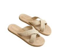 YYDPYZBD Sandali Cintura Di Lino Femminile Con Fondo Morbido Anti-slip, Resistente All'usura E Piatto-cachi-40
