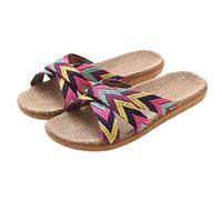 YYDPYZBD Sandali da donna Pantofole Di Lino Per Donne A Casa Coppia Indoor Silenziosi Non Slittati-,rosso-40-41