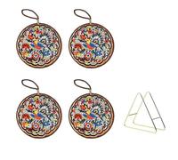 YYDPYZBD Tovagliette all'Americana Portapentole Decorative con Stand, Cuscinette Resistenti al Calore per Tazze di tè E Piatti-Cento Uccelli - 4 Pezzi