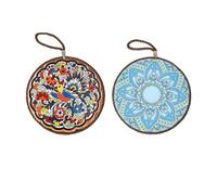 YYDPYZBD Tovagliette all'Americana Portapentole Decorative con Stand, Cuscinette Resistenti al Calore per Tazze di tè E Piatti-Cento Uccelli + Loto Blu