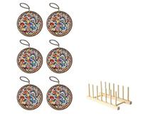 YYDPYZBD Tovagliette all'Americana Portapentole Decorative con Stand, Cuscinette Resistenti al Calore per Tazze di tè E Piatti-Cento Uccelli - 6 Pezzi