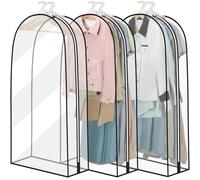 YYDSLEE Impermeabile e Trasparente Custodie per Abiti 3 pezzi 60 x 102 cm Copri Abiti da Armadio con Chiusura lampo per Abiti Cappotti Camicie Protezione Antitarme Impermeabile Copriabiti Antipolvere