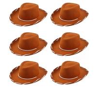 YYDSTYLE Cappello da cowgirl regolabile con sottogola per donne e ragazze, cappello western per feste in costume a tema (cioccolato, 6 pezzi, 32 x 27 x 12 cm)