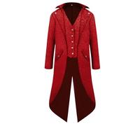 YYDSTYLE Cappotto da pirata da uomo, giacca steampunk, giacca rinascimentale, finta giacca a due pezzi con bottoni, a maniche lunghe, costume da cappellaio di Halloween (rosso, S)