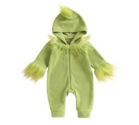 YYDSTYLE Costume da mostro verde per bambini, vestito da mostro verde peloso verde, pagliaccetto per Natale, cosplay, vestiti (verde, 2-3T)
