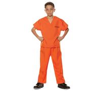 YYDSTYLE Costume da prigioniero da uomo e donna, stampa numerica, scollo a V, maniche corte, maglietta elastica in vita, tuta per Halloween, feste di palcoscenico (uomo arancione, S)