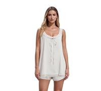 YYDSTYLE Set di pantaloncini da donna Y2k Babydoll senza maniche con volant fluidi e pantaloncini in chiffon Coquette Pj Set, bianco, S
