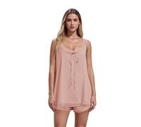 YYDSTYLE Set di pantaloncini da donna Y2k Babydoll senza maniche con volant fluidi e pantaloncini in chiffon Coquette Pj Set, rosa, L