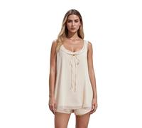 YYDSTYLE Set di pantaloncini da donna Y2k Babydoll senza maniche con volant fluidi e pantaloncini in chiffon Coquette Pj Set, Beige, M