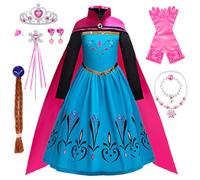 YYDSXK Costume Anna Frozen Vestito Principessa Bambina con Mantello e Accessori, Abito da Principessa Anna Costume, Vestito Anna Costume da Halloween Carnevale Compleanno Natale Cosplay 2-7 Anni