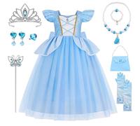 YYDSXK - Vestito da principessa per bambina, con corona e collana, per carnevale, per bambini, per compleanno, cosplay, feste