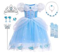 YYDSXK - Vestito da principessa per bambina, con corona e collana, per carnevale, per bambini, per compleanno, cosplay, feste
