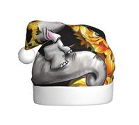 YYHHAOFA Adulto peluche cappello di Natale madre e bambino elefante girasoli Immagine con tocco morbido per feste di vacanza e balli adatto per uomini e donne