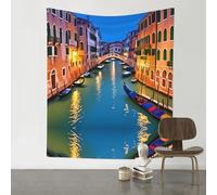 YYHHAOFA Arazzo di qualità, morbido da appendere alla parete per camera da letto, dormitorio e panno da picnic, 152,4 x 129,5 cm, motivo Venezia Night