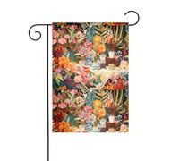 YYHHAOFA Asta per bandiera da giardino con centinaia di fiori stampati, decorazione per cortile esterno su entrambi i lati, 30,5 x 45,7 cm