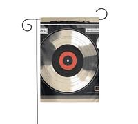 YYHHAOFA Asta per bandiera da giardino con disco in vinile vintage, decorazione per cortile, fronte/retro, 30,5 x 45,7 cm