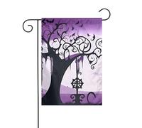 YYHHAOFA Asta per bandiera da giardino con stampa spettrale gotica viola nera decorazione per cortile esterno su entrambi i lati 30,5 x 45,7 cm