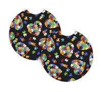 Yyhhaofa Autism Awareness Puzzle Pieces Heart Pattern Car Interior Cup Holder Pad 2 Pc Impermeabile e ad asciugatura rapida, protegge da fuoriuscite e graffi