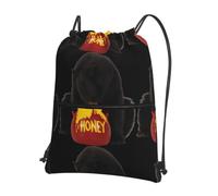 YYHHAOFA Bear Eats Honey Prints, zaino con coulisse e cerniera, leggero, con tessuto impermeabile e tasche multiple per viaggi e sport