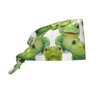 YYHHAOFA Berretto da lavoro per la pulizia, cappello da chef con immagine di rane, per donne e uomini, regolabile, traspirante, nero