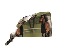 YYHHAOFA Berretto da lavoro per la pulizia dei cavalli al galoppo cappello da chef per donne e uomini, regolabile, traspirante, nero