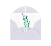 YYHHAOFA - Biglietti di auguri in carta perlescente bianca, 10,2 x 15,2 cm, motivo statua della regina liberty, per Natale, compleanno, anniversario di matrimonio e inviti per feste