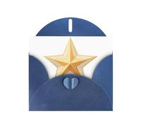 YYHHAOFA - Biglietti di auguri in carta perlescente blu, 10,2 x 15,2 cm, a doppia punta, motivo stelle a cinque punte, per Natale, compleanno, anniversario di matrimonio e inviti per feste