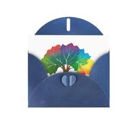 YYHHAOFA - Biglietti di auguri in carta perlescente blu, 10,2 x 15,2 cm, con foglie cadute colorate come un arcobaleno, biglietti di auguri per Natale, compleanno, anniversario di matrimonio e inviti