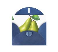 YYHHAOFA - Biglietti di auguri in carta perlescente blu, 10,2 x 15,2 cm, con un paio di bellissime pere, per Natale, compleanno, anniversario di matrimonio e inviti per feste