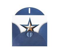 YYHHAOFA - Biglietti di auguri in carta perlescente blu 10,2 x 15,2 cm, motivo a stella a cinque punte, per Natale, compleanno, anniversario di matrimonio e inviti per feste