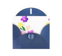 YYHHAOFA - Biglietti di auguri in carta perlescente blu, 10,2 x 15,2 cm, motivo con piccoli fiori, per Natale, compleanno, anniversario di matrimonio e inviti per feste