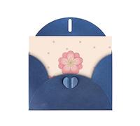 YYHHAOFA - Biglietti di auguri in carta perlescente blu, 10,2 x 15,2 cm, motivo: piccoli fiori di ciliegio rosa, per Natale, compleanno, anniversario di matrimonio e inviti per feste