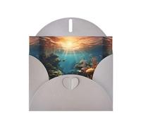 YYHHAOFA - Biglietti di auguri in carta perlescente grigia, 10,2 x 15,2 cm, motivo: paradiso dei pesci, per Natale, compleanno, anniversario di matrimonio e inviti per feste