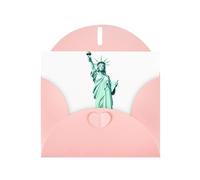YYHHAOFA - Biglietti di auguri in carta perlescente rosa, 10,2 x 15,2 cm, motivo statua della regina liberty, per Natale, compleanno, anniversario di matrimonio e inviti per feste