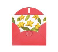 YYHHAOFA - Biglietti di auguri in carta perlescente rossa, 10,2 x 15,2 cm, motivo carambola a cinque punte per Natale, compleanno, anniversario di matrimonio e inviti per feste