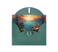 YYHHAOFA - Biglietti di auguri in carta perlescente verde scuro, 10,2 x 15,2 cm, motivo paradiso dei pesci, per Natale, compleanno, anniversario di matrimonio e inviti per feste