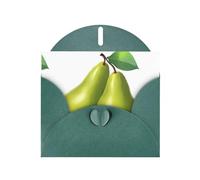 YYHHAOFA - Biglietti di auguri in carta perlescente verde scuro, 10,2 x 15,2 cm, un paio di belle pere per Natale, compleanno, anniversario di matrimonio e inviti per feste