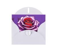 YYHHAOFA Biglietto d'auguri bianco con immagine di rosa fucsia per Natale, compleanno dei bambini, San Valentino e invito a una festa