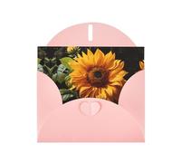 YYHHAOFA Biglietto d'auguri rosa girasole giallo su sfondo marrone Immagine per Natale, compleanno dei bambini, San Valentino e invito alla festa