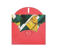 YYHHAOFA Biglietto d'auguri rosso con immagine di marmo giallo verde per Natale, compleanno dei bambini, San Valentino e invito alla festa