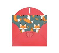 YYHHAOFA Biglietto d'auguri rosso con immagine di volpe gialla 10,2 x 15,2 cm per Natale, compleanni dei bambini, San Valentino, anniversari di matrimonio e inviti per feste