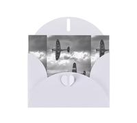 YYHHAOFA Biglietto di auguri bianco con immagine di aeroplano della seconda guerra mondiale, 10,2 x 15,2 cm, per Natale, compleanni, San Valentino, anniversari di matrimonio e inviti per feste