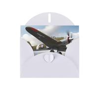 YYHHAOFA Biglietto di auguri bianco con immagine di aeroplano della seconda guerra mondiale per Natale, compleanno dei bambini, San Valentino e invito per feste