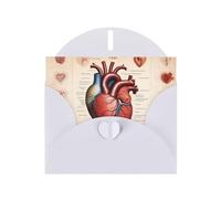 YYHHAOFA Biglietto di auguri bianco con immagine di anatomia umana a forma di cuore, 10,2 x 15,2 cm, per Natale, compleanni dei bambini, San Valentino, anniversari di matrimonio e inviti per feste
